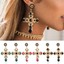 Women-Vintage-Baroque-Style-Crystal-Luxury-Gold-Cross-Large-Long-Dangle-Earrings miniatuur 2