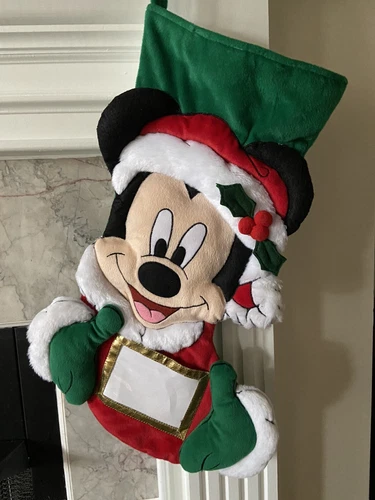 VTG Mickey Mouse Christmas Stocking 3D Disney Park 22" Holiday Plush Photo Large