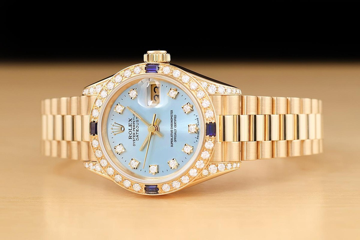 ROLEX PRESIDENT 69178 ICE BLUE FACTORY DIAMOND DIAL SAPPHIRE 18K