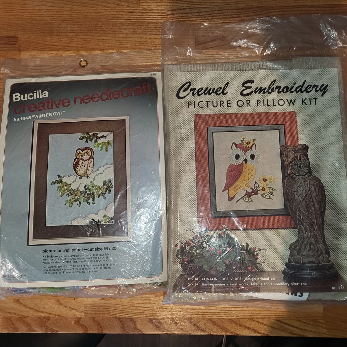 Vintage Owl Crewel Embroidery Kit By Elsa Williams Picture, 55 OFF
