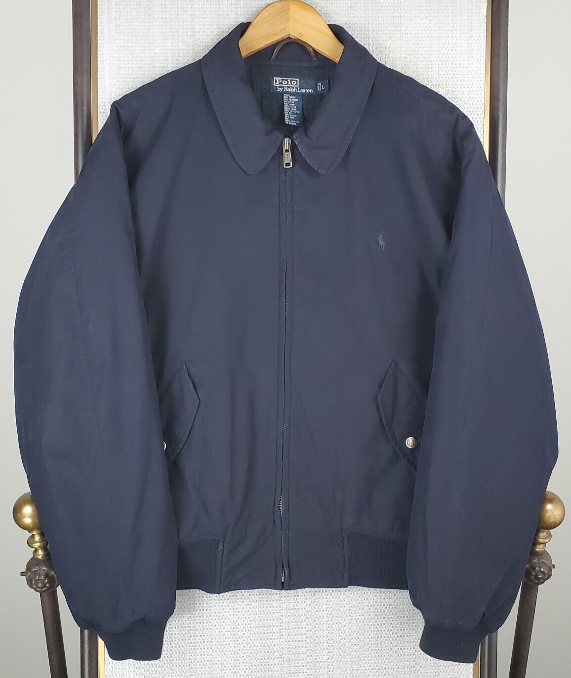 PONY POLO RALPH LAUREN taglia large giacca bomber isolata uomo blackwatch foderata zip