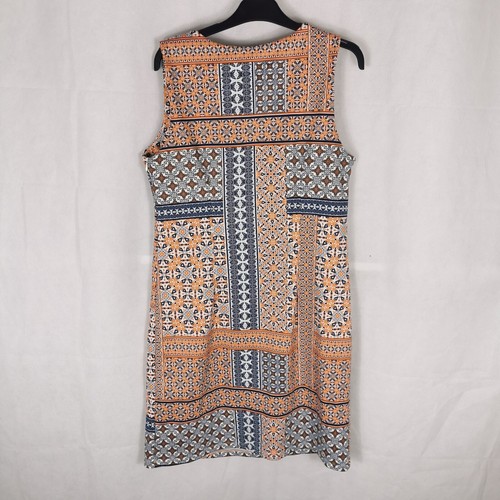 Ladies Dress Size 14 TU Blue Orange Stretch Shift Smart Day Office Work Party - Picture 7 of 8
