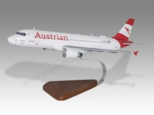 Airbus A320 Austrian Airlines Desk Wood Airplane New Model Small Scale 1/130