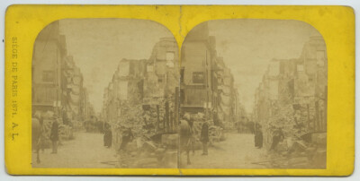 Stereoanlage Belagerung von Paris 1871 Alphonse Liébert. Rue de Lille.