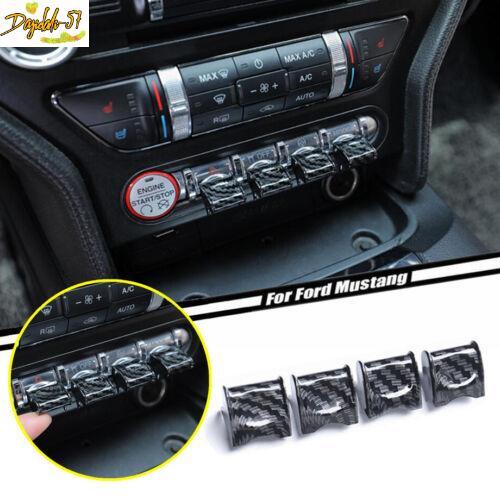 For Ford Mustang 2015-2022 Carbon Dashboard Navigation Switch Button Cover Trim