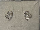 *NEW ITEM* ZALES Jewelers Sterling Silver 2 Heart Shaped Diamond Earrings — photo 1