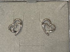*NEW ITEM* ZALES Jewelers Sterling Silver 2 Heart Shaped Diamond Earrings