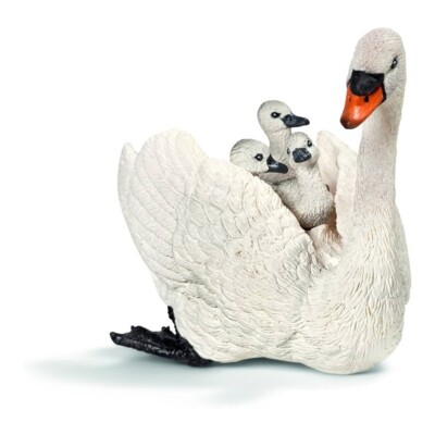 NEW Schleich 13718 White Swan with Cygnets farm life figurine animal RETIRED toy