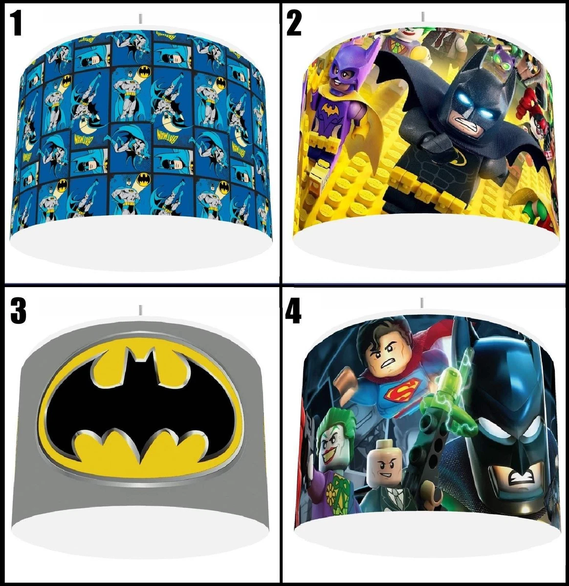 BATMAN LEGO KIDS Ceiling Light shade Lampshade 4 DESIGNS IN 2 SIZES 10 12