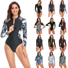 Womens Surf Swim Long Sleeve One Piece Swimsuit Bathing Suit Swimwear Quick-Dry