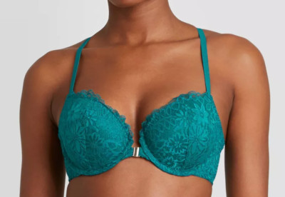 Auden Women's Racerback Lace Push-Up Front-clasp Bra 32 C Green