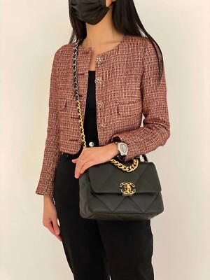 Auth 23C CHANEL 19 Bag Black Small AS1160B04852 Lambskin Purse | eBay