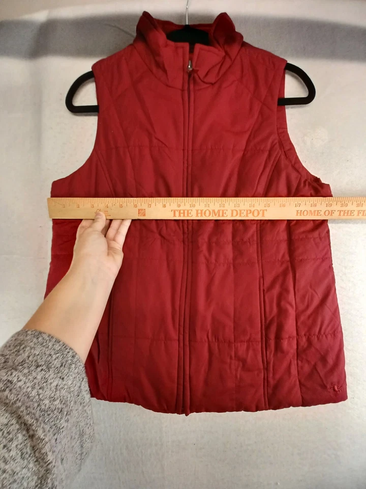 Chaleco Athletic Works para mujer mediano (8/10) rojo acolchado bolsillo con cremallera completa Foto 4 de 4