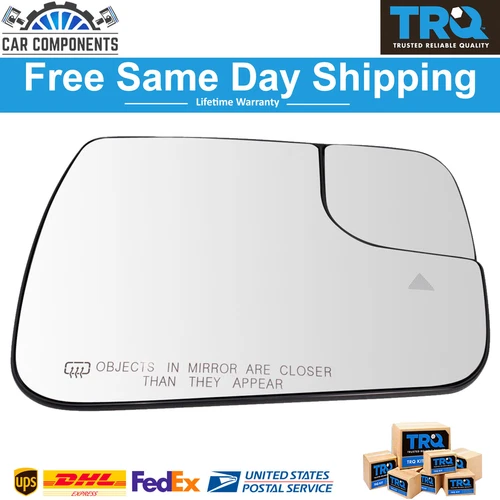 TRQ New Exterior Mirror Glass Heated Blind Spot RH Side For 2019-2021 Ram 1500