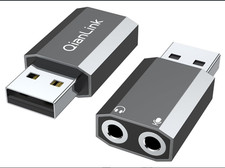 USB to 3.5mm Audio Adapter 2-Pack, Stereo Sound Card for PS4 PS5 PC Laptop