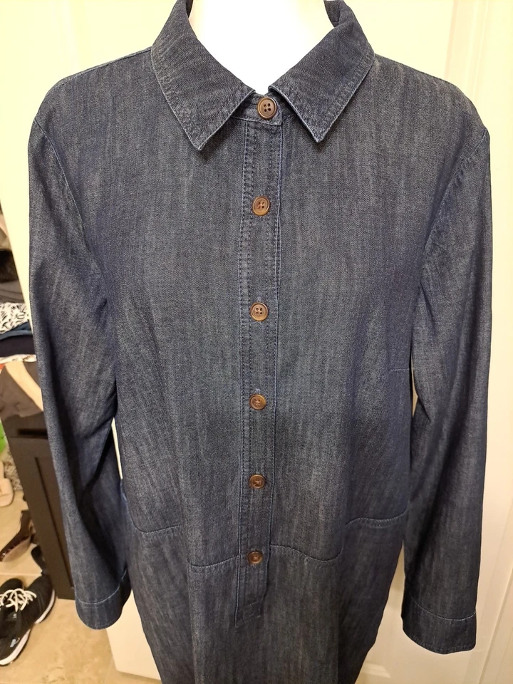 Camisero Talbots Denim Ligero Popover Talla 16 Azul Excelente Estado Foto 3 de 4