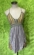 Vintage JAYLI Y2K Hippie Festival Mini Halter Dress Pockets Grateful Dead  Med