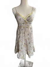 Vintage Fire Los Angeles Floral Lace Trim Spaghetti Strap Mini Dress