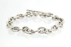 Men's 925 Sterling Silver Mariner Anchor Link Chain Toggle Bracelet 7.5"
