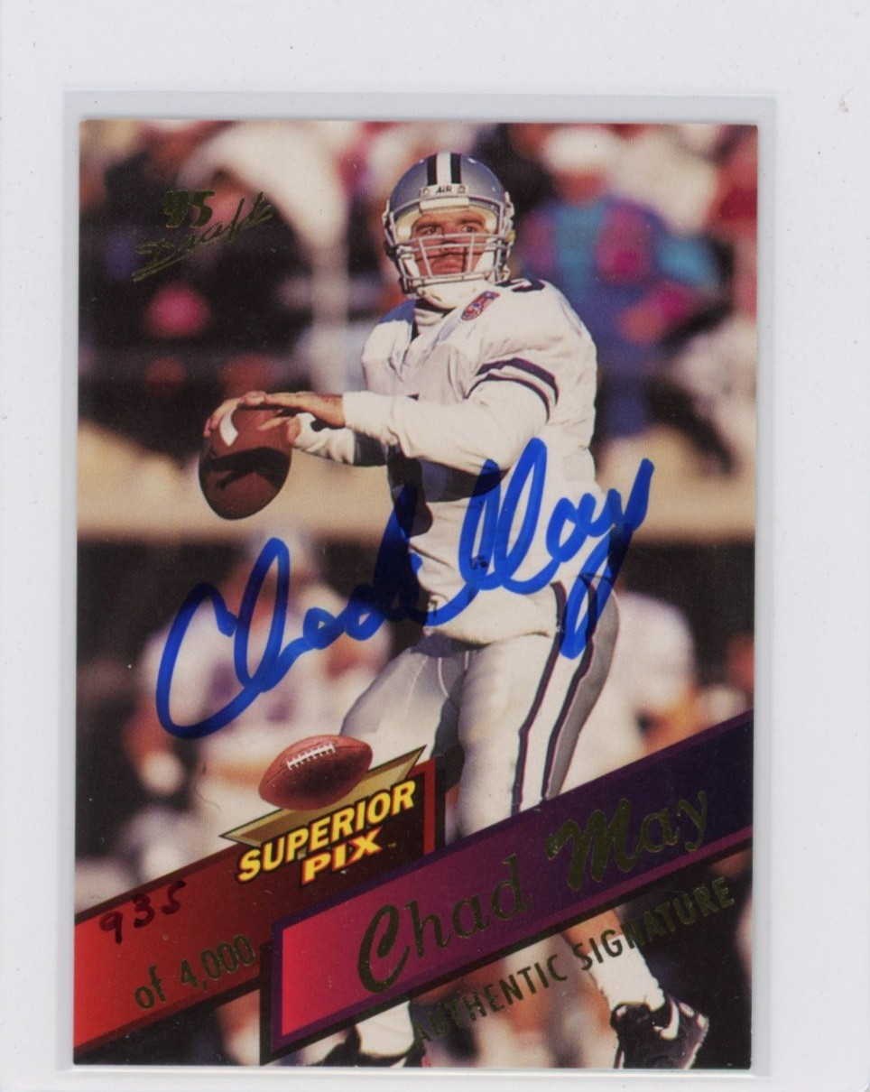 1995 SUPERIOR PIX RC CHAD MAY #30 ON CARD AUTO KANSAS STATE WILDCATS /4000