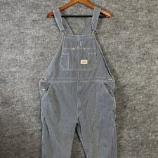 Vintage Round House Bib Overalls Mens 40x29 Hickory Stripe Railroad