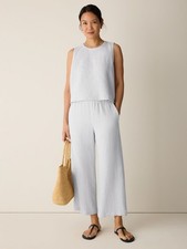 Eileen Fisher Organic Cotton Doubleweave Wide-Leg Pant NEW WT