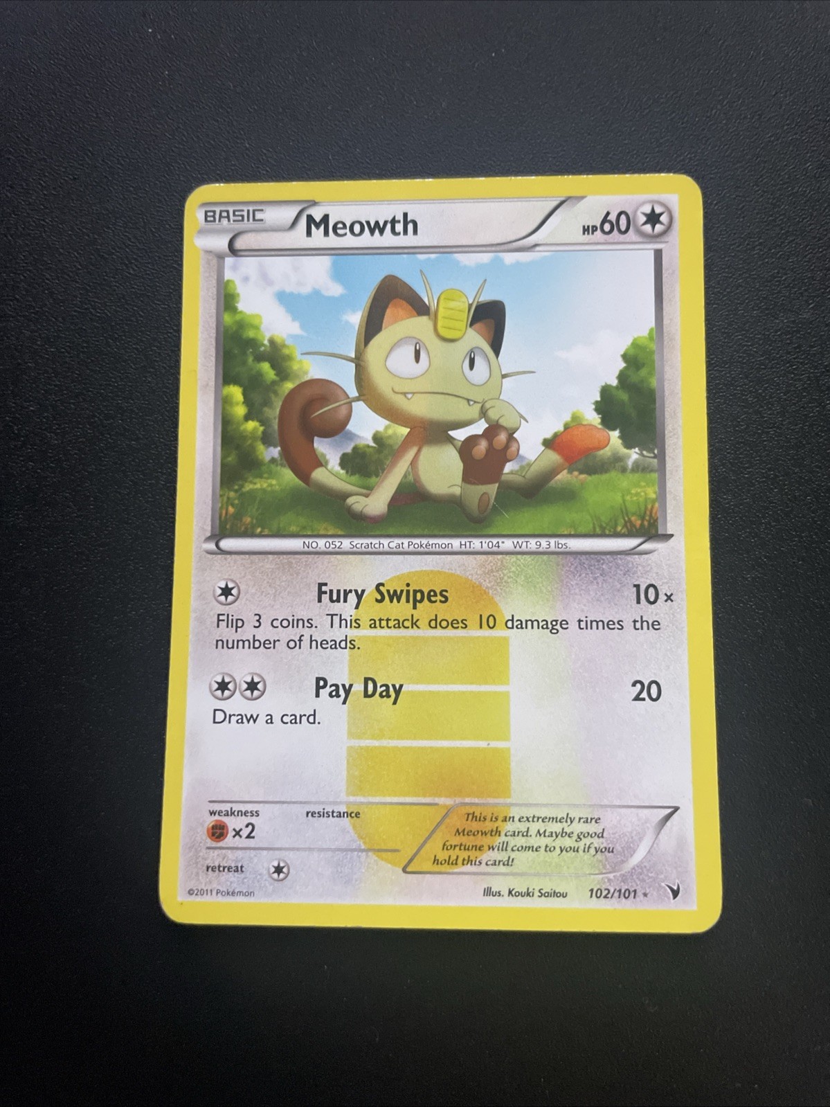 2011 Pokemon Meowth 102/101 Noble Victories Holo TCG MP