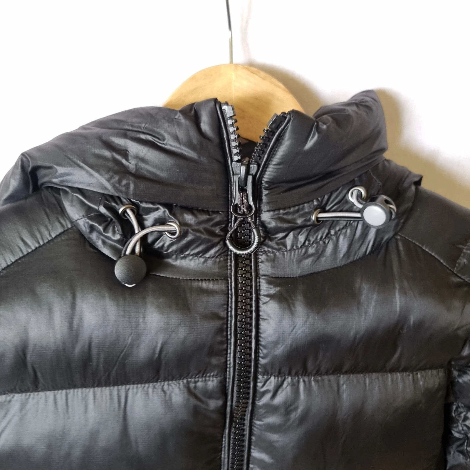 Zavetti Canada Puffer Coat Size XS Hooded Black Unisex Wet Look High Shine