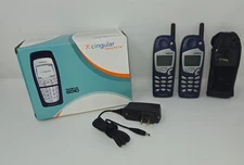 Nokia 6010 Cellphone Lot 2 Phones Cingular Wireless Navy Blue Bundle Sleeve