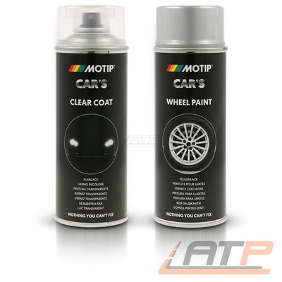 MOTIP CAR'S RALLYE-LACK 400 ml ALU FELGENSILBER + 400 ml KLARLACK GLÄNZEND