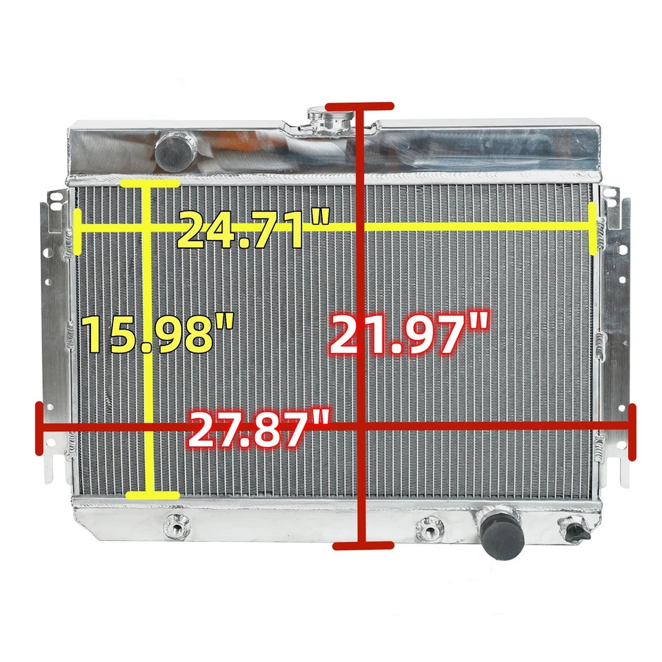 Radiador de alumínio 3 fileiras para 1963-1968 Chevy Impala L6 V8/1964-1967 EI Camino - Imagem 2 de 4