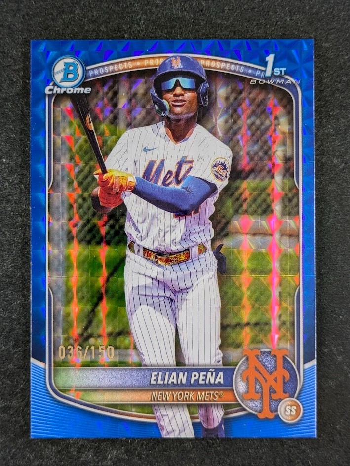 2025 Bowman Chrome ELIAN PENA 36/150 1st Blue Geometric Refractor SP #BCP-155