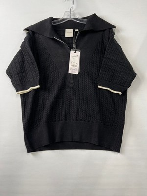 VARLEY Arney Half-Zip Knit Polo Women's Size XL Black