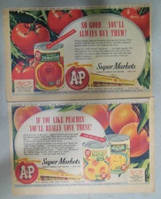 A & P Grocers Ad: A&P Canned Food Ads ! from 1955 Size: 7.5 x 15 inches x 2