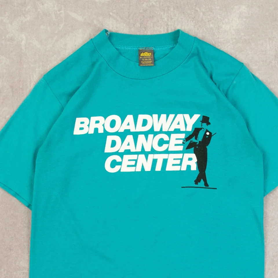 Jerzees Vintage 80s Broadway Dance Center Graphic T-Shirt S Women's Turquoise - Image 3 of 4