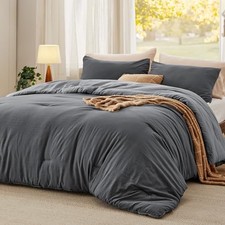 Queen Size Comforter Set, Reversible Grey Queen 90"x90" 43 - Dark Grey/Grey