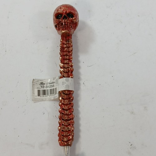 SKULL & Spine Gold Tone Red HALLOWEEN Fatality Mortal Combat Pen Designer