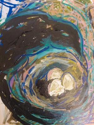 Crow Nest Abstract Original Art 8x10 Canvas Board