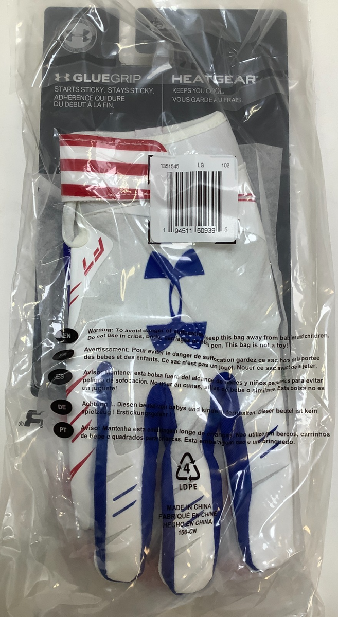 Under Armour UA F7 Adult Glue Grip Football Gloves, America Flag