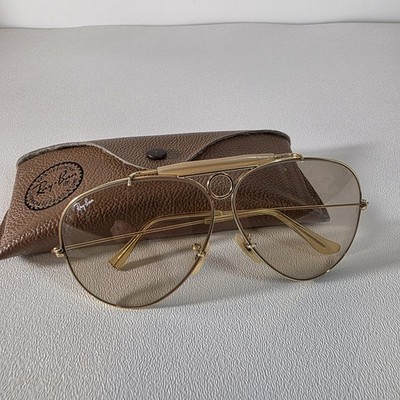 1970s 62mm B&L RAY-BAN BROWN SELF DARKENING GLASS UV SHOOTERS SUNGLASSES READ