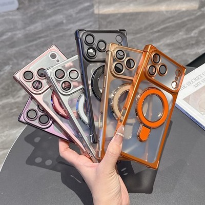 Schicke Handyhülle matt magnetisch mit Stand für 13 14 15 16 17 Pro Max