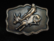 PG19147 VINTAGE 1970s BULL RIDER RODEO TROPHY WESTERN COWBOY BELT BUCKLE