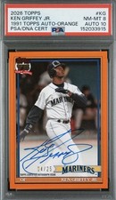 PSA 8 card 10 on auto 2026 TOPPS 1991 TOPPS BASEBALL AUTOGRAPHS KEN GRIFFEY JR. 