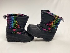 Athletech Black/Multi Colors Girls Winter Snow Boots Faux Fur Lined Size 8 NWOT