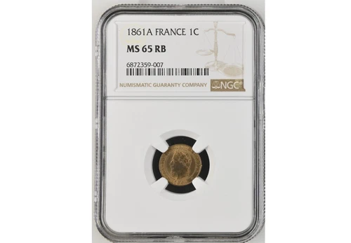 France - Napoleon III - Centime 1861A MS65 RB - NGC Cert. - Ref: 6872359