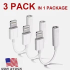 3X For iPhone Headphone lot Adapter Jack 8Pin to 3.5mm Aux Cord Dongle Converter