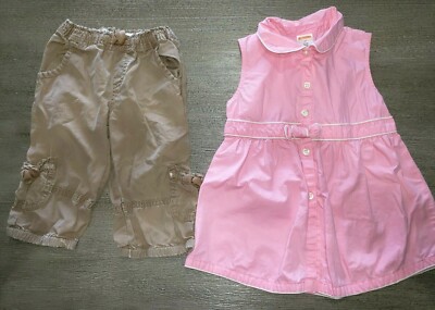 2 pc TODDLER GIRLS BABY GAP KHAKI PANTS size 3T pink GYMBOREE