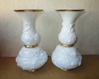 Baccarat Beautiful Rare Pair of 19th Century Opaline Vases Enhanced with Fine Gold circa 1850
