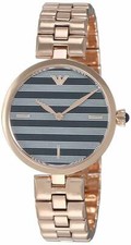 NWB Aut Emporio Armani Women's Rose Gold-Tone Stainless Steel Watch 32mm AR11220
