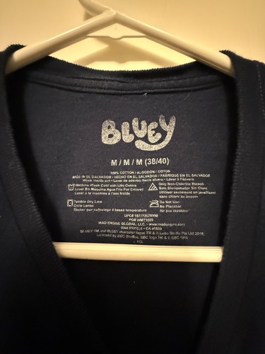 Bluey Navy Blue Bandit Short Sleeve Graphic T-Shirt Crew Neck 100% Cotton/MEDIUM - Picture 2 of 5